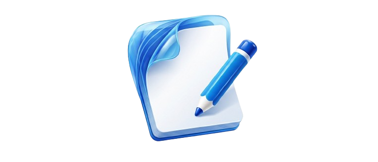 Bloc de notas y bolígrafo azul