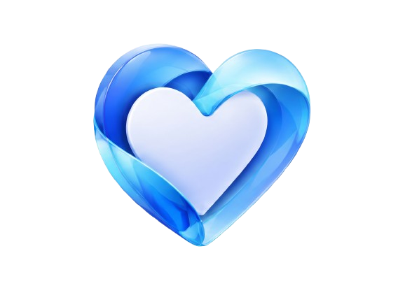 Corazón azul con forma envolvente